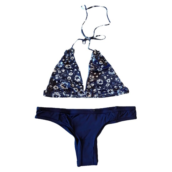 TAVIK Bikini Set Lily Triangle Jayden Bottom Floral Small Medina Evening Blue - Picture 1 of 15